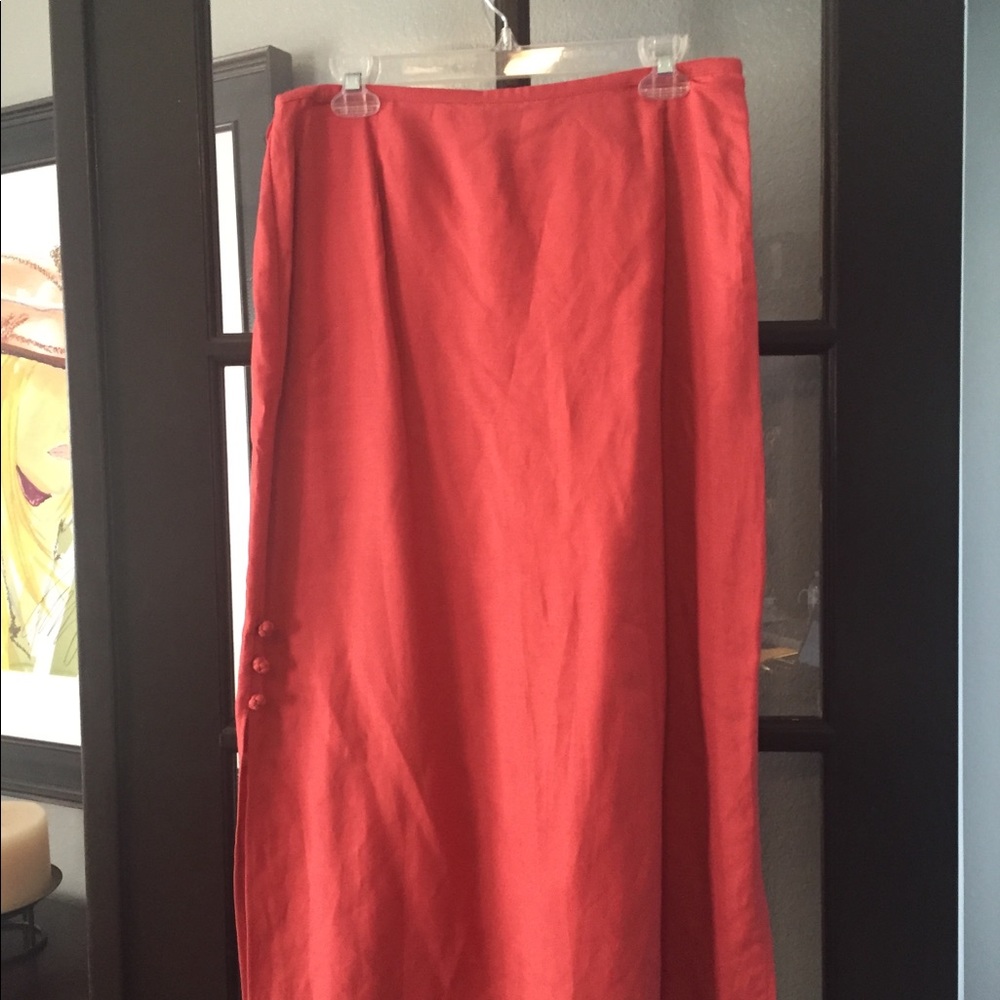 Coral Linen Skirt